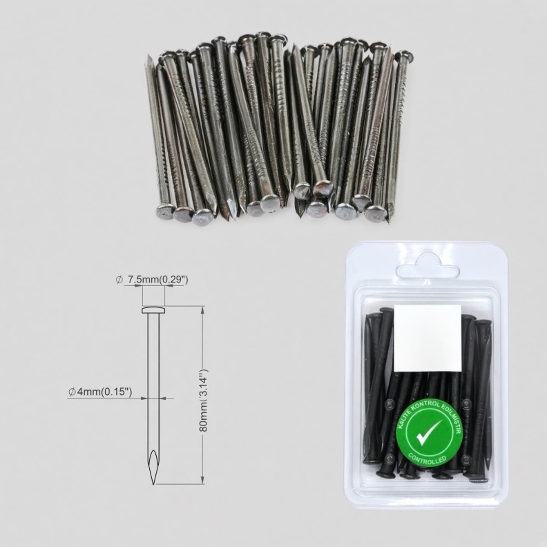 4x80 MM Düz Çelik Çivi